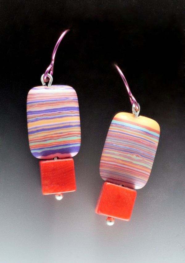 Click to view detail for MB-E387C Earrings Earth Colors Coral $52